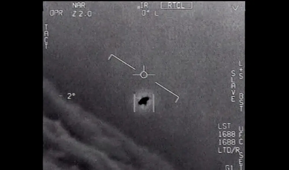 Imagen de un vídeo de ovnis o UAP que fue declasificado en 2020 por el Departamento de Defensa de los Estados Unidos. Foto: DOD / US Navy