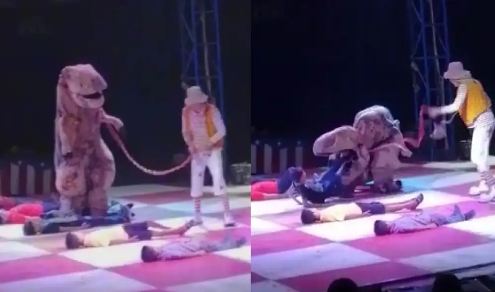 El muñeco intentó llevarse a un pequeño como parte del show y terminó sorprendiendo a la audiencia. Foto: captura de TikTok