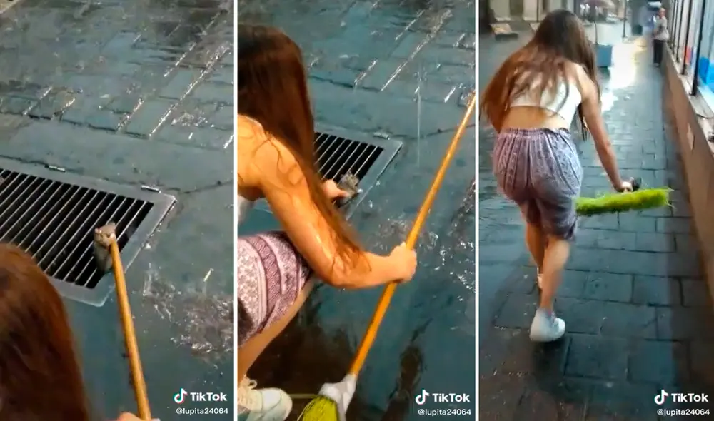A la joven no le importó tomar con sus manos al roedor para liberarla. Foto: captura de TikTok