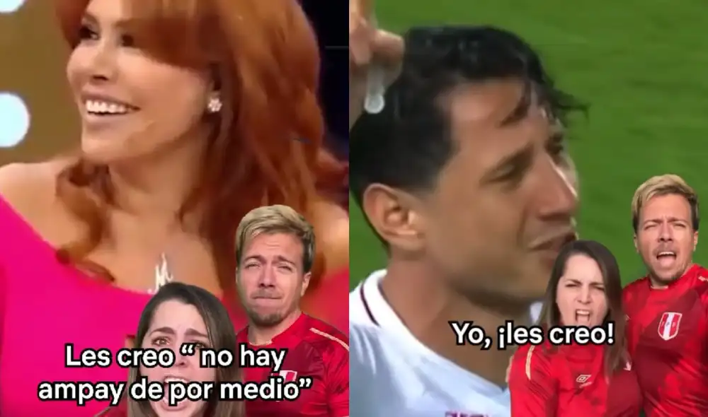 Ambos compartieron un video con la melodía de “Con los ojos cerrados”, de Gloria Trevi, pero con una versión muy a su estilo, en la que alientan y motivan a la selección peruana. Foto composición LR captura de