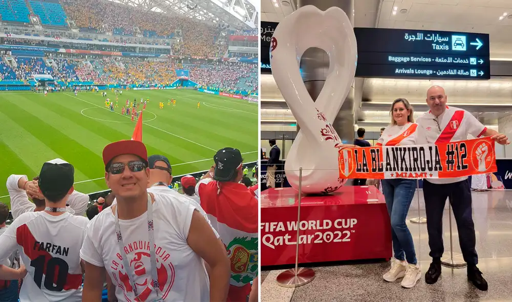 Eduardo Valdivia (izquierda), Gigi y Alfredo Cisneros (derecha) se alistan para alentar a la selección en el Perú vs. Australia. Foto: composición/LR