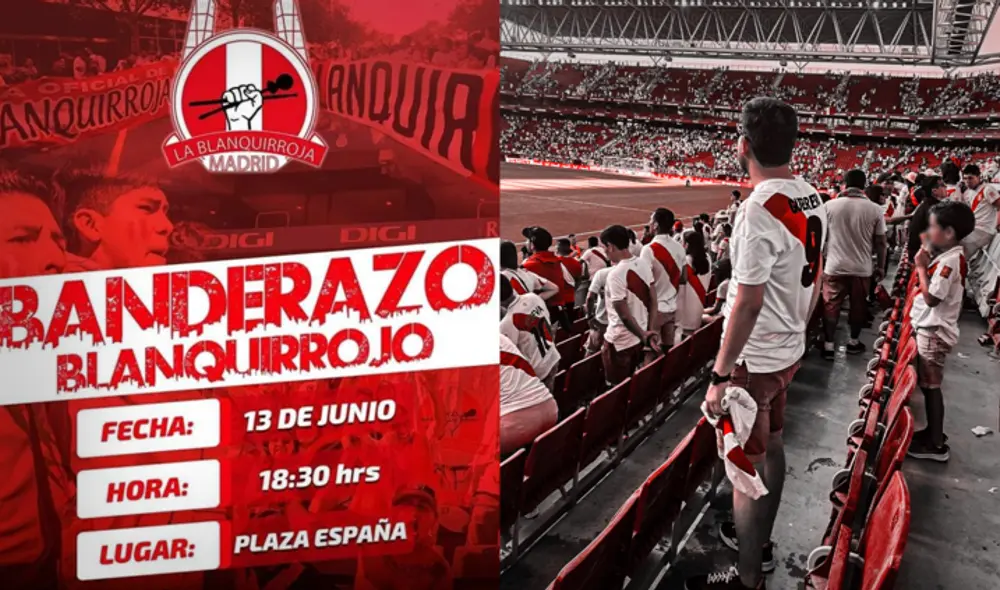 El banderazo en apoyo a la selección peruana en Madrid está pautado a las 6.30 p. m. (11.30 a. m. hora local). Foto: composición LR/Abel André Pacheho/difusión