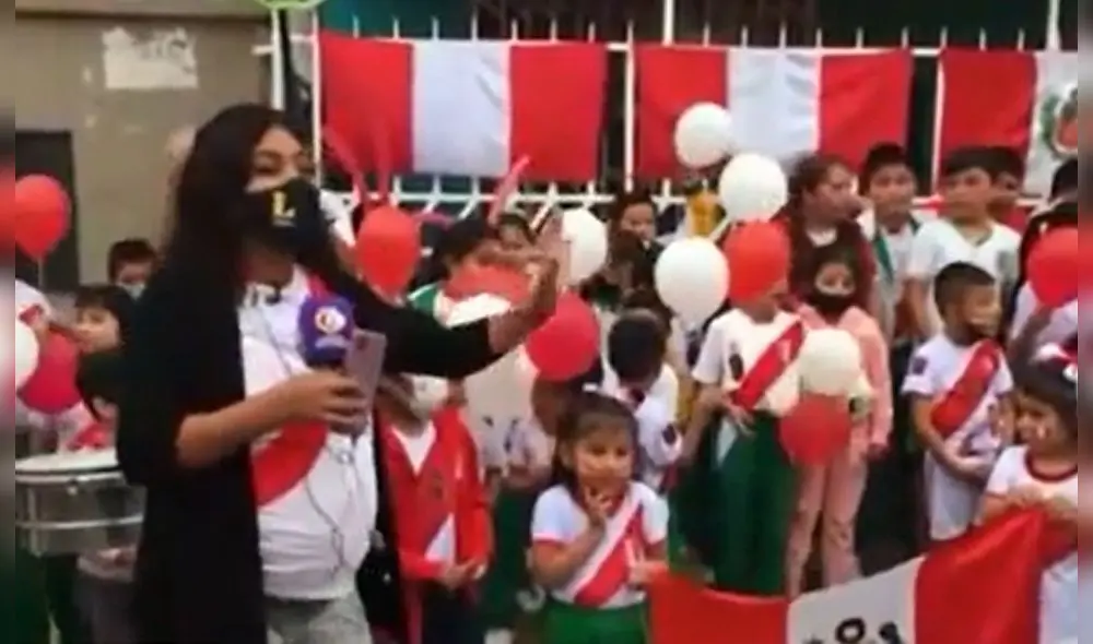 Corresponsal con nueve meses de embarazo trabaja mostrando la previa de Perú vs Australia en Chiclayo. Foto: captura Latina Noticias