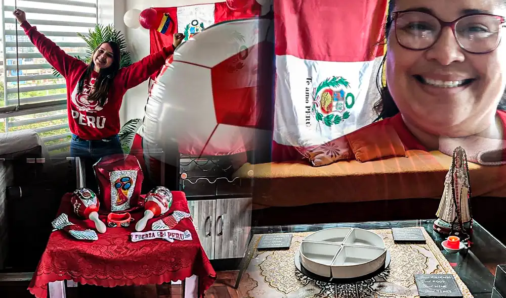 Migrantes venezolanos alientan a la selección peruana en el partido de repechaje contra Australia. Foto: composición/cortesía