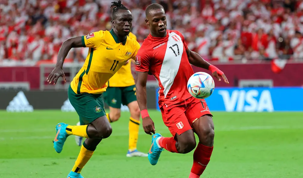 Perú vs. Australia juegan en el estadio Ahmad bin Ali. Foto: AFP