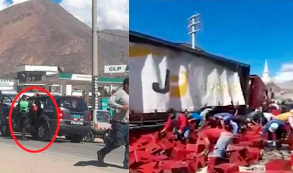 Policía se llevó cervezas que no se habían roto en vez de ayudar a chofer. Foto: composición LR / difusión