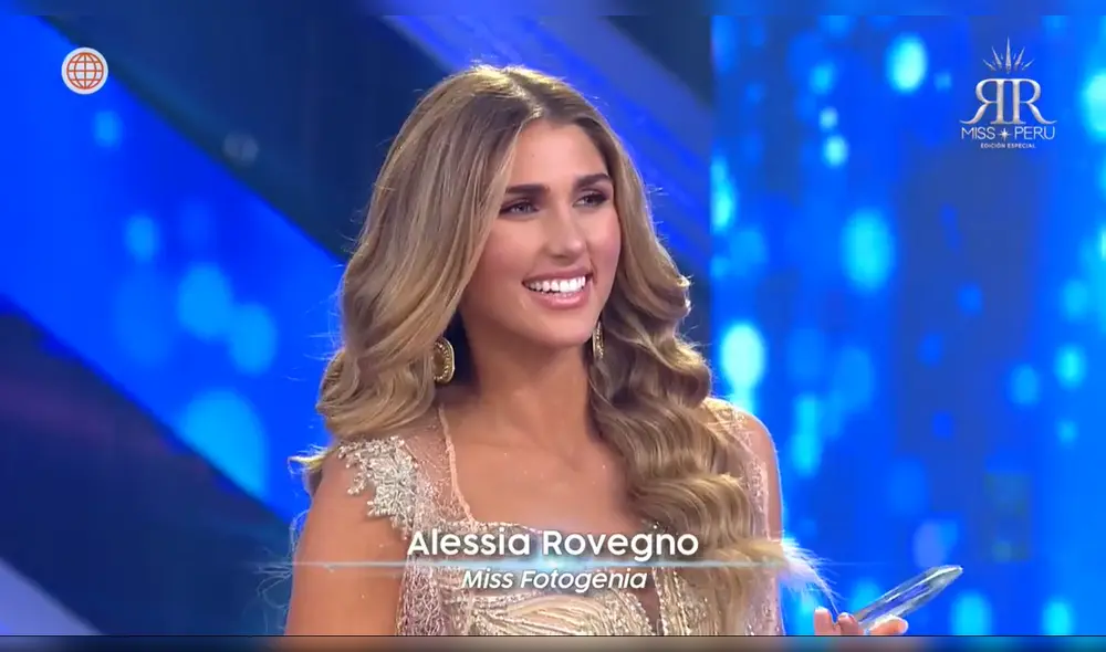 Alessia Rovegno recibió el premio a 'Miss Fotogenia' en la final del Miss Perú 2022. Foto: América TV Alessia Rovegno recibió el premio a 'Miss Fotogenia' en la final del Miss Perú 2022. Foto: América TV