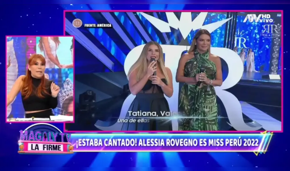 La conductora Magaly Medina criticó duramente la decisión de situar la gala del Miss Perú en programa de concursos. Foto: ATV. La conductora Magaly Medina criticó duramente la decisión de situar la gala del Miss Perú en programa de concursos. Foto: ATV.