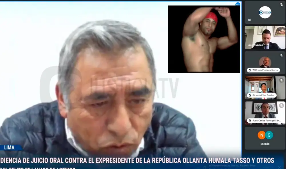 En la audiencia del juicio oral contra Ollanta Humala, se filtró video de internet. Foto: composición/ captura de Justicia TV En la audiencia del juicio oral contra Ollanta Humala, se filtró video de internet. Foto: composición/ captura de Justicia TV