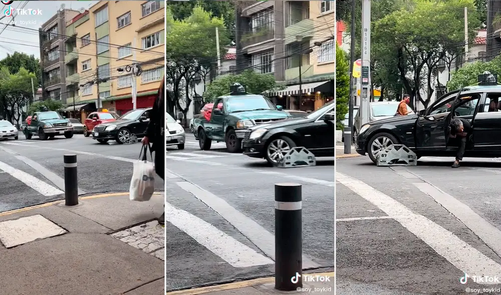 El hombre condujo el auto con la ‘araña’ en la rueda y terminó estropeando la llanta y el pavimento. Foto: captura de TikTok El hombre condujo el auto con la ‘araña’ en la rueda y terminó estropeando la llanta y el pavimento. Foto: captura de TikTok