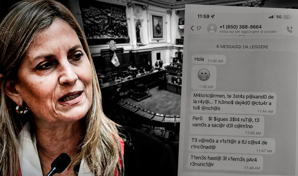 Mensaje contra María del Carmen Alva llegó a través del WhatsApp de su hija. Foto: Composición/La República