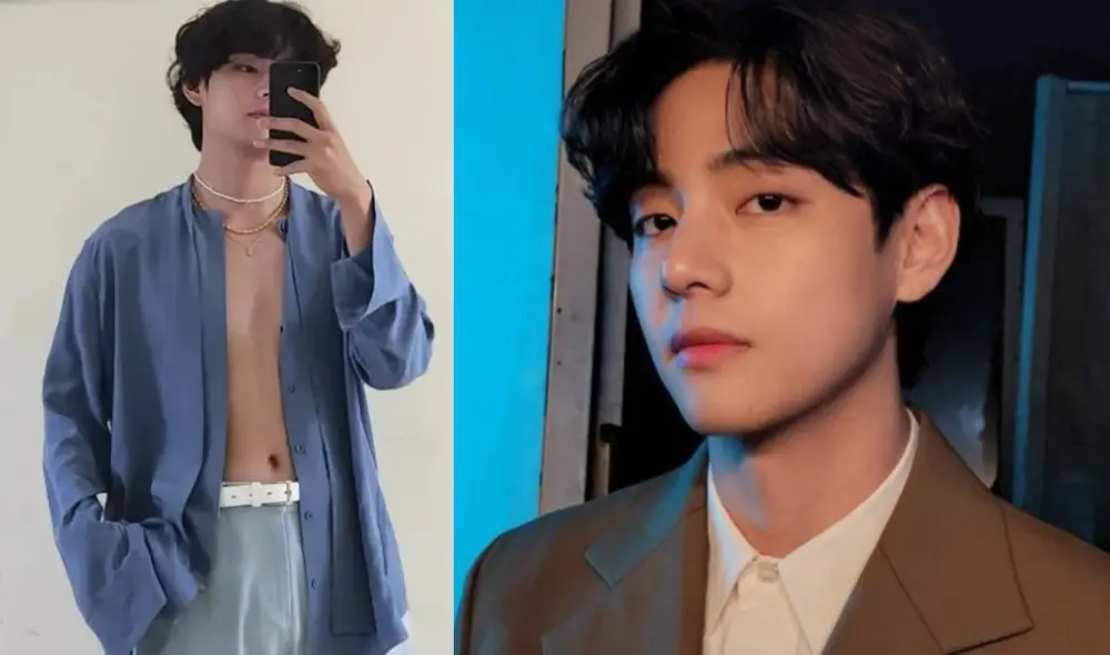 Taehyung de BTS sorprendió a sus seguidores con su torso al descubierto en redes. Foto: composición La República / Instagram @thv / BIGHIT