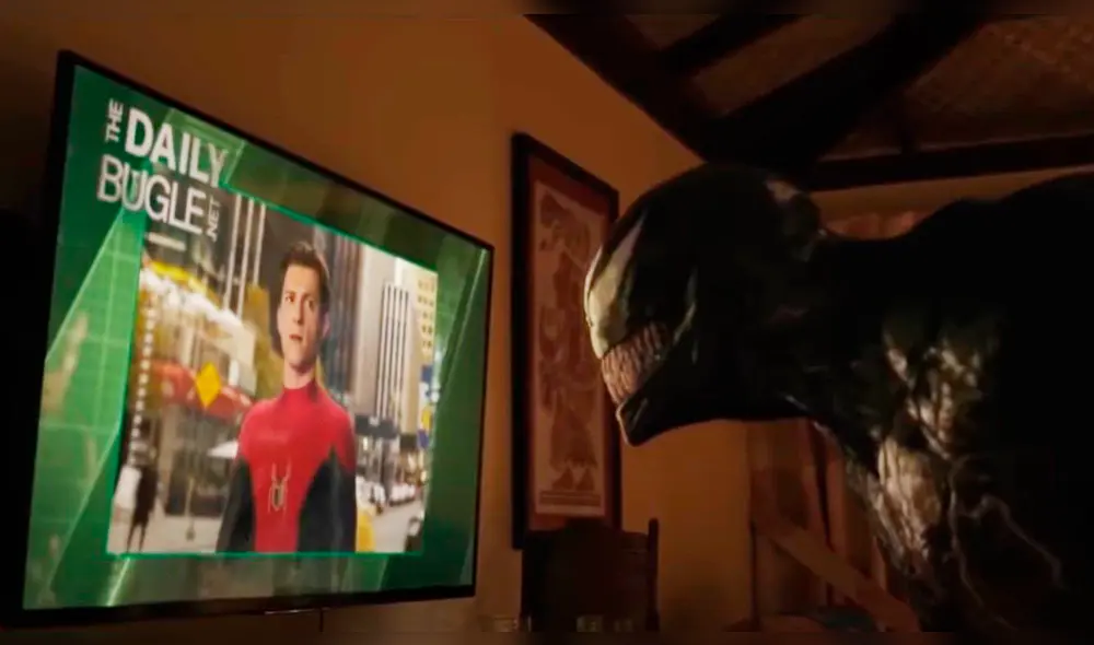 Venom y Peter Parker en escena post créditos de "Venom: let there be Carnage". Foto: Sony Pictures