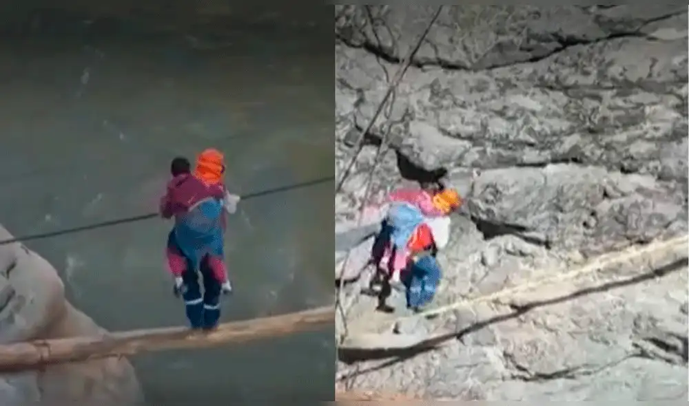 Padres de familia exigen a las autoridades construir puente para no exponer a sus hijos. Foto: captura de Canal N