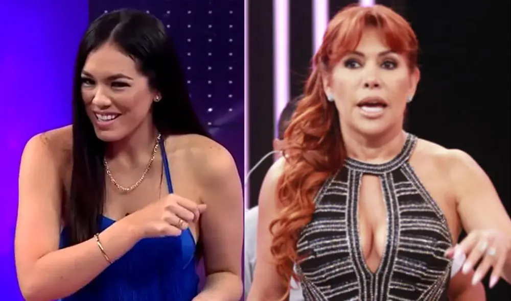 Jazmín Pinedo arremete contra Magaly Medina por su interés en las marcas que usa Jefferson Farfán. Foto: composición/captura de América TV Jazmín Pinedo arremete contra Magaly Medina por su interés en las marcas que usa Jefferson Farfán. Foto: composición/captura de América TV