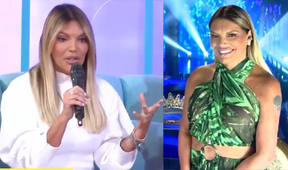 Jessica Newton contó por que no usó un vestido más elegante en el Miss Perú. Foto: composición LR/ captura de Willax TV/ captura de América TV Jessica Newton contó por que no usó un vestido más elegante en el Miss Perú. Foto: composición LR/ captura de Willax TV/ captura de América TV