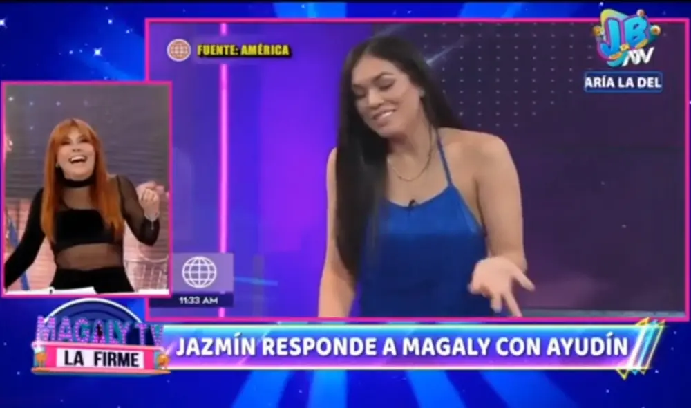 Después de que Jazmín Pinedo trató de enseñarle en qué consiste la labor del periodista, Magaly Medina le respondió de manera contundente. Foto: ATV. Después de que Jazmín Pinedo trató de enseñarle en qué consiste la labor del periodista, Magaly Medina le respondió de manera contundente. Foto: ATV.