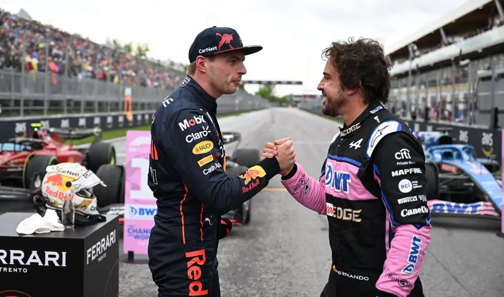 Verstappen y Alonso partiran en la primera fila del GP de Canadá. Foto: AFP.