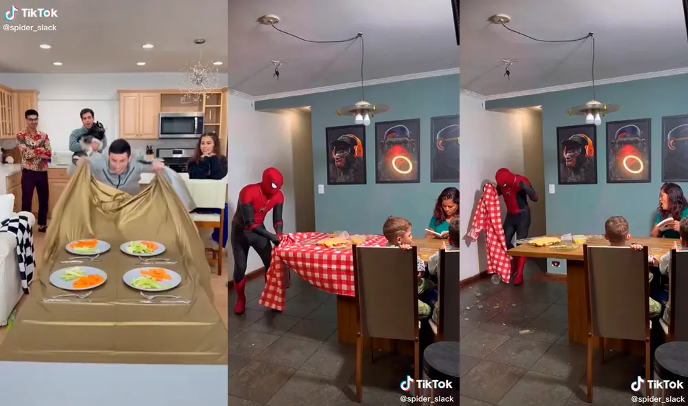 El hombre vestido de Spiderman también se sorprendió con lo que hizo. Foto: composición/ @spider_slack/TikTok El hombre vestido de Spiderman también se sorprendió con lo que hizo. Foto: composición/ @spider_slack/TikTok
