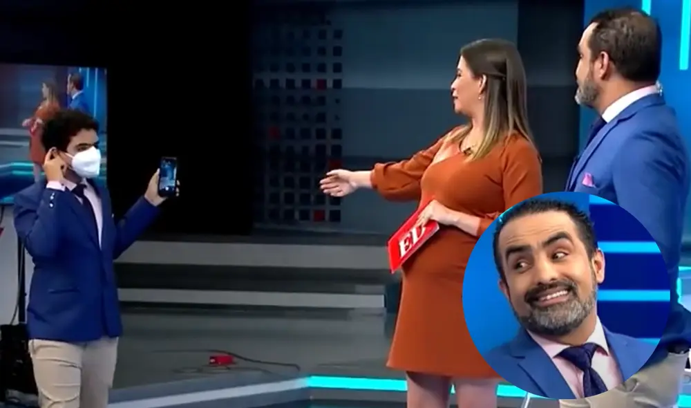 Fernando Llano no se esperaba ver a su hijo Thiago en el set. composición/captura de América Fernando Llano no se esperaba ver a su hijo Thiago en el set. composición/captura de América