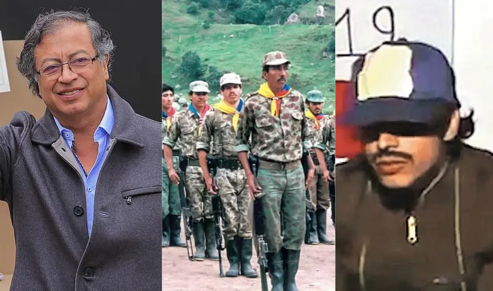 Gustavo Petro como candidato presidencial (derecha) y como guerrillero del M-19 (izquierda). Composición LR