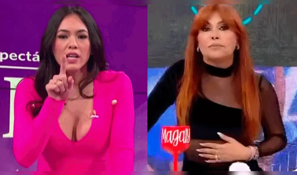 Jazmín Pinedo molesta con Magaly Medina por hablar de su pasado. Foto: composición América TV/ATV Jazmín Pinedo molesta con Magaly Medina por hablar de su pasado. Foto: composición América TV/ATV