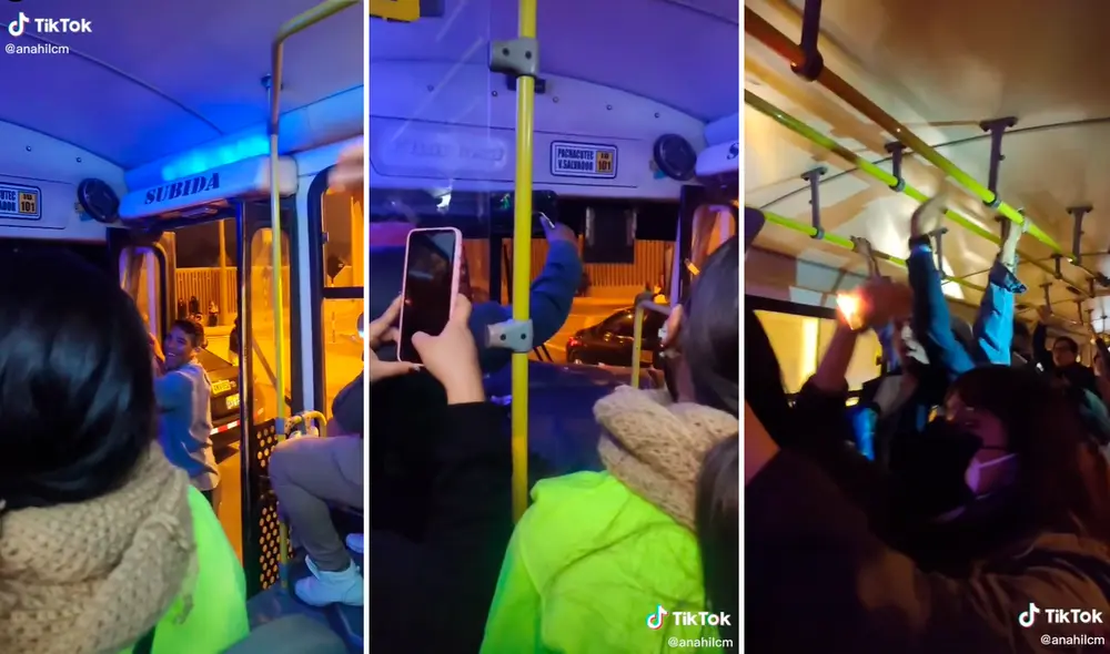 Los pasajeros, cobrador y chofer corearon a viva voz el tema ‘Rakata’ de Wisin & Yandel. Foto: captura de TikTok