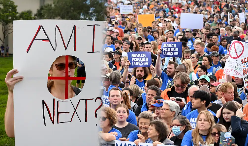 Manifestaciones en todo EE. UU. por leyes más estrictas sobre armas de fuego para frenar la devastadora violencia armada. Foto: AFP