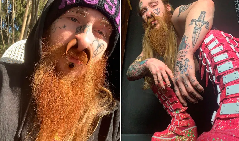 Colton Pifer, de 29 años, es un apasionado a la modificación de su cuerpo. Foto: Composición LR.