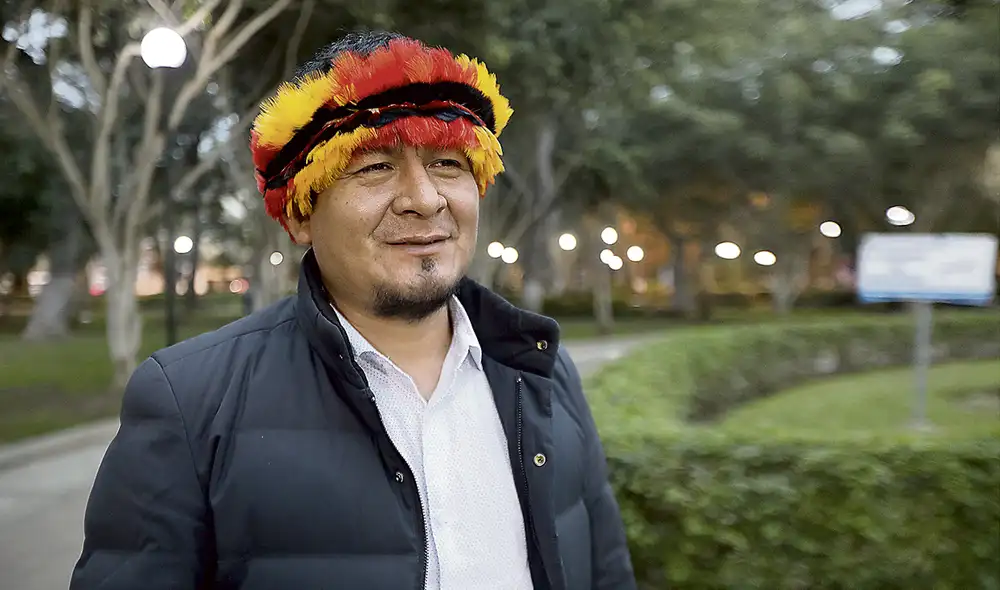 Nación wampí en alerta. El vicepresidente de la GTANW, Galois Flores Pizango, reclama a las instituciones del Estado diálogo y una mayor atención. Foto: Amazon Watch