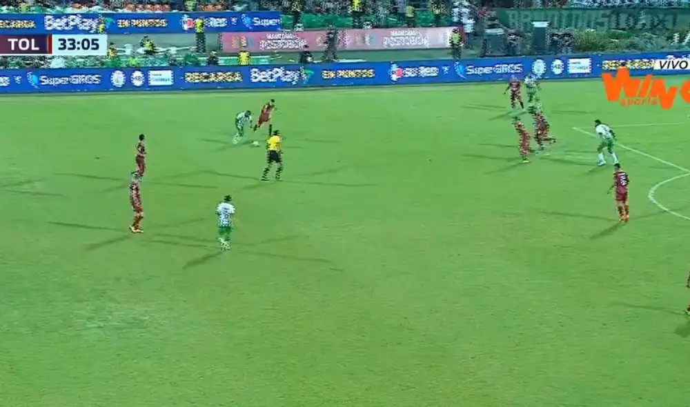 Verdolagas y pijaos se fueron al descanso empatados a uno. Foto: captura/Win Sports Verdolagas y pijaos se fueron al descanso empatados a uno. Foto: captura/Win Sports