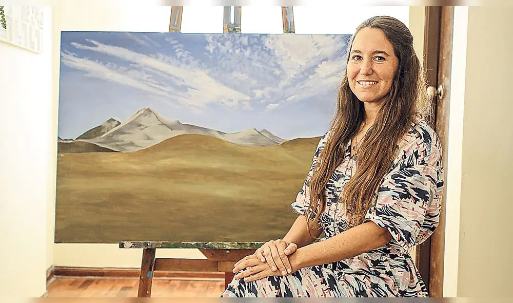 Artista. Ximena Heraud junto a uno de sus paisajes. Foto: John Reyes/La República