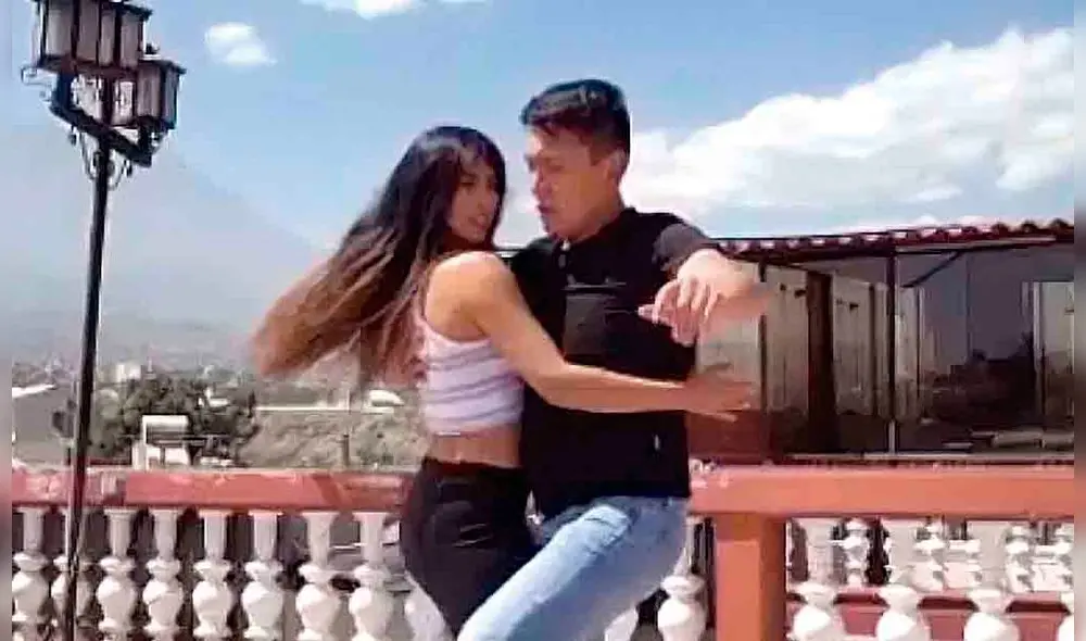 Cercanos. La joven aquí aparece como pareja de baile de Leonidas Medina Ancasi. En la planilla aparece como asistente de obra en colegio de Camaná. Foto: Redes