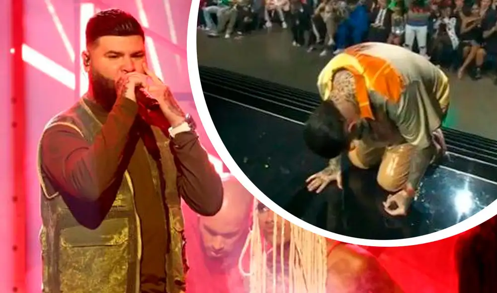 Farruko durante los Premios Tu Música Urbano 2022. Foto: composición/ captura de Telemundo