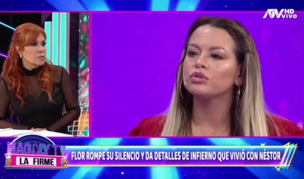 Durante “Magaly TV, la firme”, Flor Polo reveló que Néstor la amenazó en la puerta del colegio de sus hijos. Foto: ATV Durante “Magaly TV, la firme”, Flor Polo reveló que Néstor la amenazó en la puerta del colegio de sus hijos. Foto: ATV
