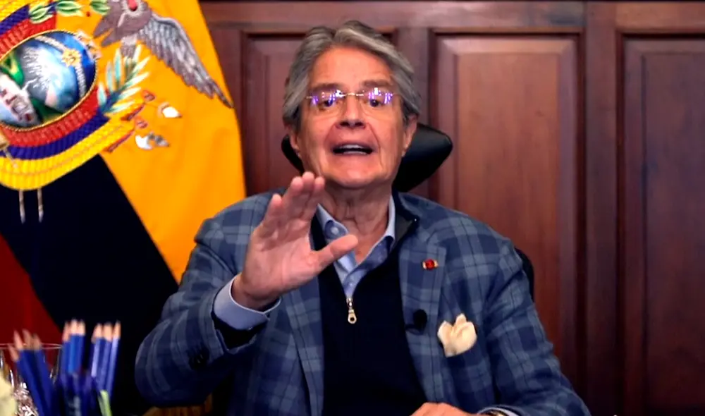 Guillermo Lasso durante su mensaje a la nación. Foto: AFP