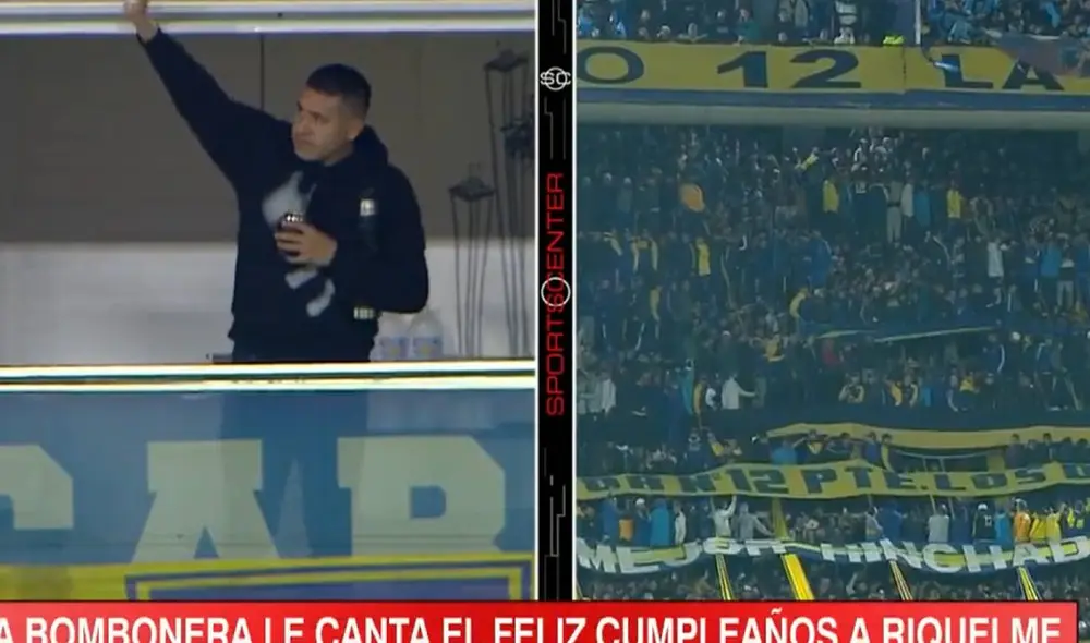 Juan Román Riquelme asistió a La Bombonera en el día de su cumpleaños. Foto: captura/Sports Center