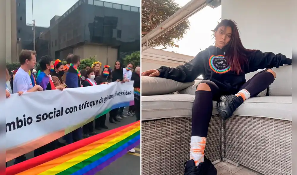 Cielo Torres en la marcha del 'Orgullo'. Foto: composición GLR/ Instagram