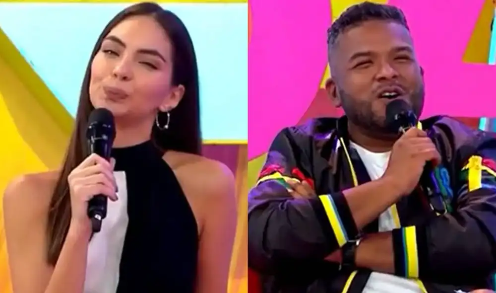 Natalie Vértiz y 'Choca' Mandros bromean tras estreno de "Al fondo hay sitio". Foto: composición/ captura de América TV