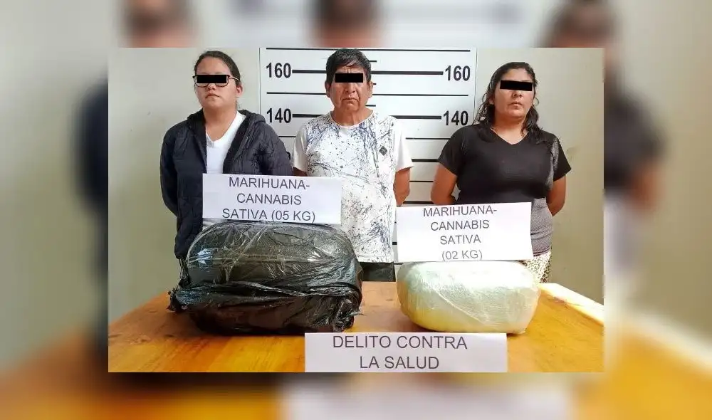 Se intervinóa un hombre y 2 mujeres en poder de la droga. Foto: PNP