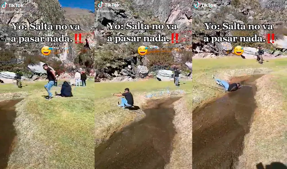 El joven se levantó rápidamente para evitar que la gente lo viera. Foto: composición/ @fioaventuras/TikTok