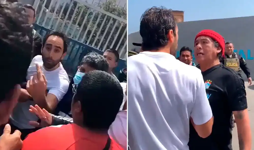 El directivo de Sporting Cristal fue abordado por los hinchas celestes. Foto: captura/Deysi Portuguez/Twitter