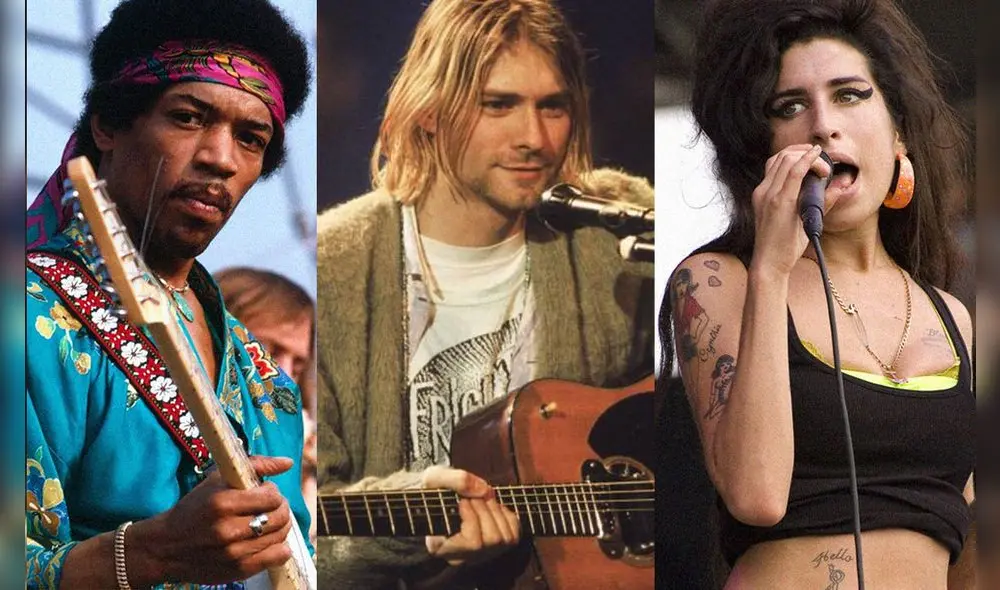 Jimi Hendrix, Kurt Cobain y Amy Winehouse son tres de los cantantes que pertenecen al club de los 27. Foto: composición/La República