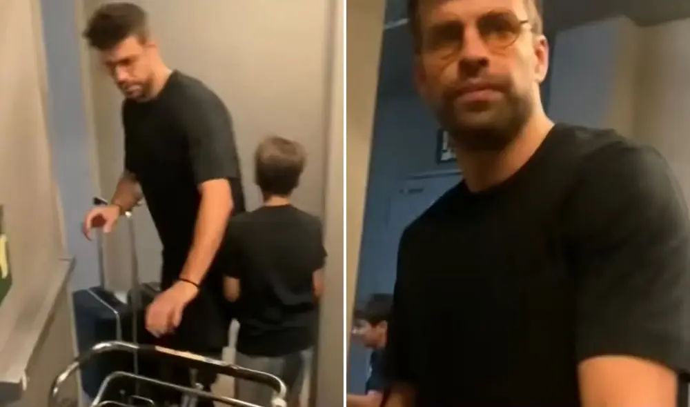 Piqué se mostró muy enojado mientras caminaba con sus hijos. Foto: captura Univisión. Piqué se mostró muy enojado mientras caminaba con sus hijos. Foto: captura Univisión.
