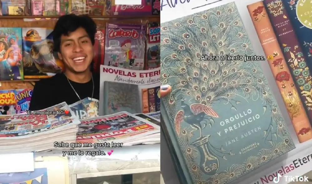El apoyo que recibió la joven de su pareja para conseguir el libro conmovió a cientos de usuarios. Foto: captura de TikTok
