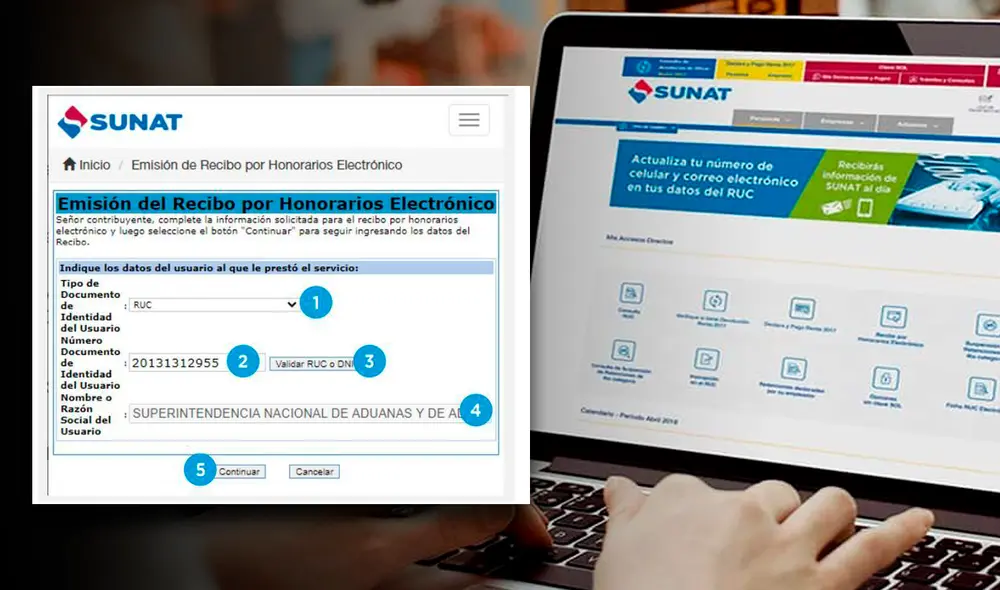 La emisión del recibo por honorarios se puede hacer de forma online. Foto: composición LR/ Sunat