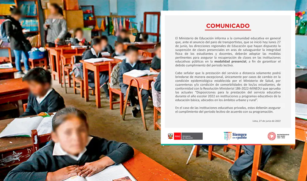 Minedu advierte que clases deben ser recuperadas solo de manera presencial. Foto: composición LR / Minedu Minedu advierte que clases deben ser recuperadas solo de manera presencial. Foto: composición LR / Minedu