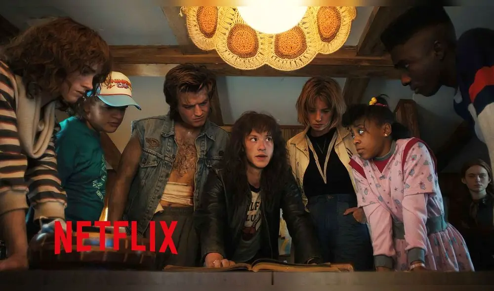 Nancy junto al resto de la banda en foto oficial de “Stranger things 4, volumen 2”. Foto: Netflix