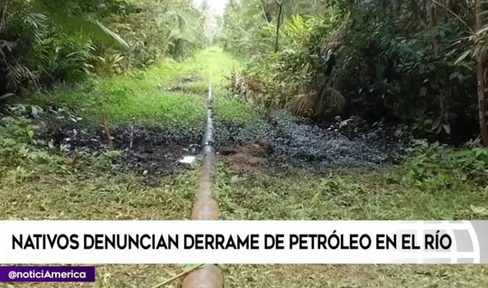 Derrame de petróleo. OEFA llegó a la zona para evaluar el daño de impacto ambiental. Foto: captura de América TV