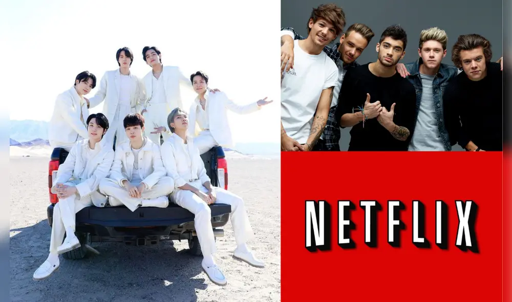 La plataforma de Netflix menciona a BTS y One Direction en un post. Foto: composición/Twitter
